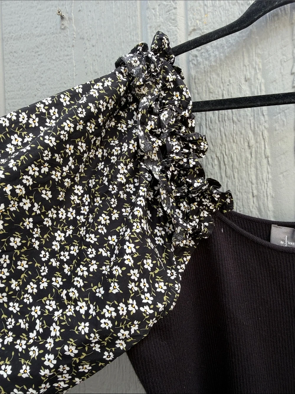 Anthropologie Woven Floral Puff Sleeves Sweater Size: 2X